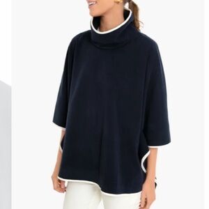 Tuckernuck Navy Poncho with Cream Leather Trim